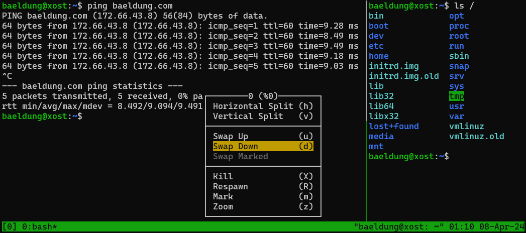 <em>tmux</em> mouse context menu