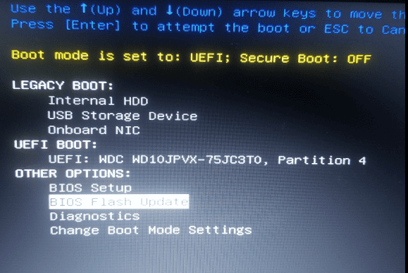 BIOS start-up options