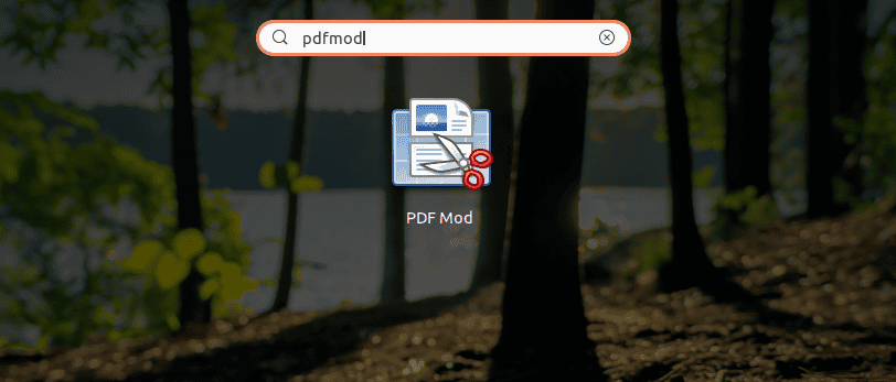 Searching for PDFmod in the applications menu