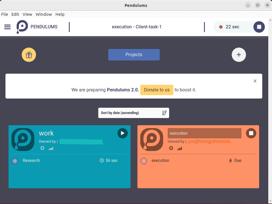 Pendulums time tracking dashboard