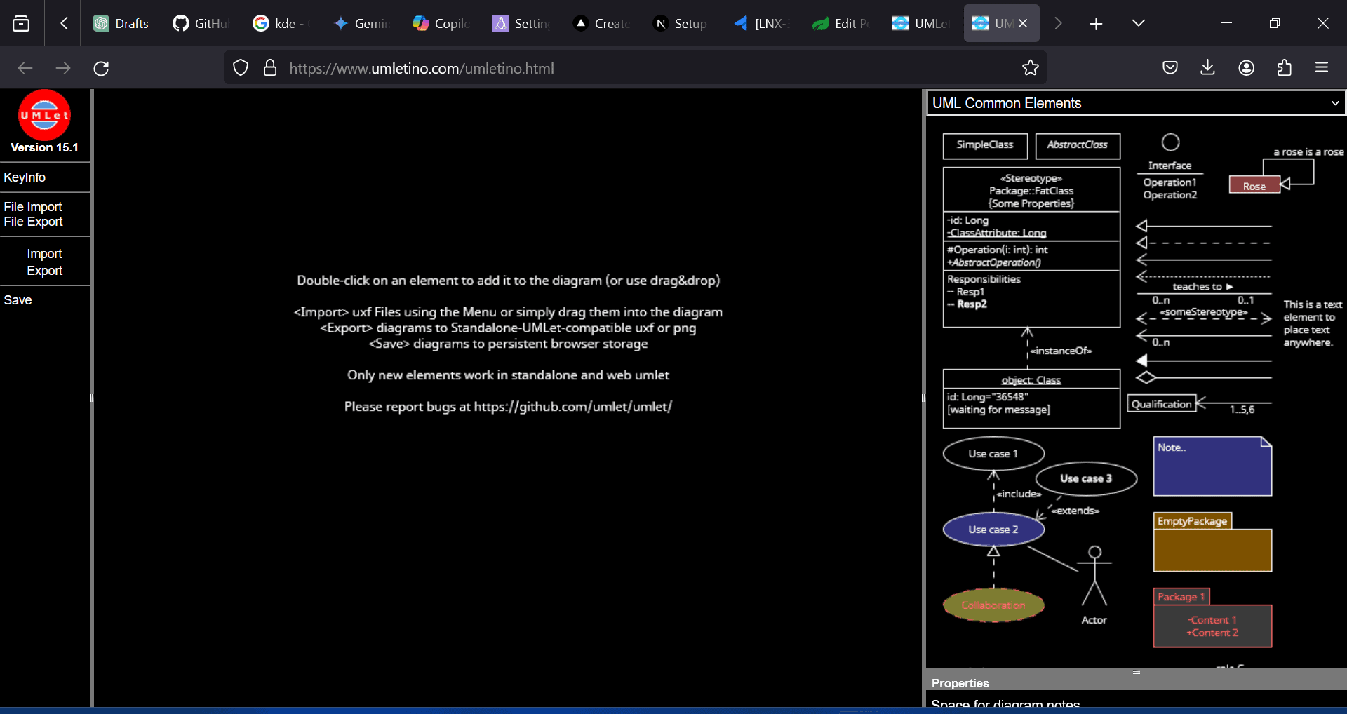 umlet user interface