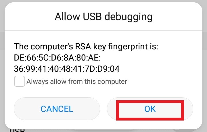 Allow USB debugging