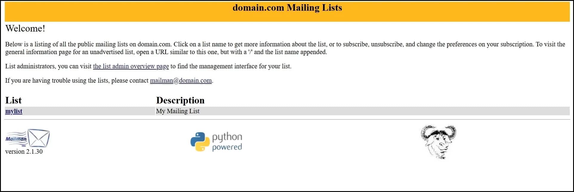 Mailing List Web Interface