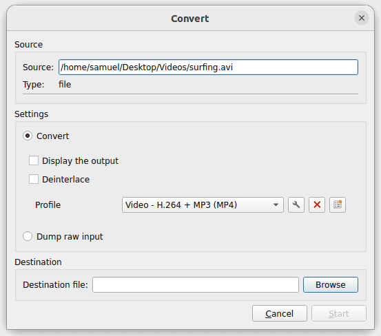 Selecting the output format