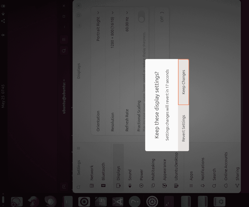 Clicking to keep the display changes in Ubuntu