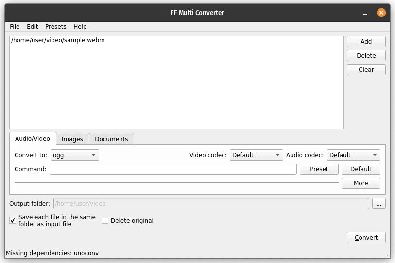 GUI of FF Multi Converter