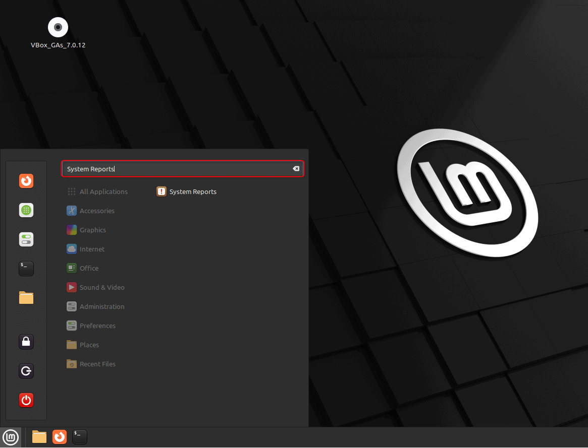 Opening System Reports window in Linux Mint