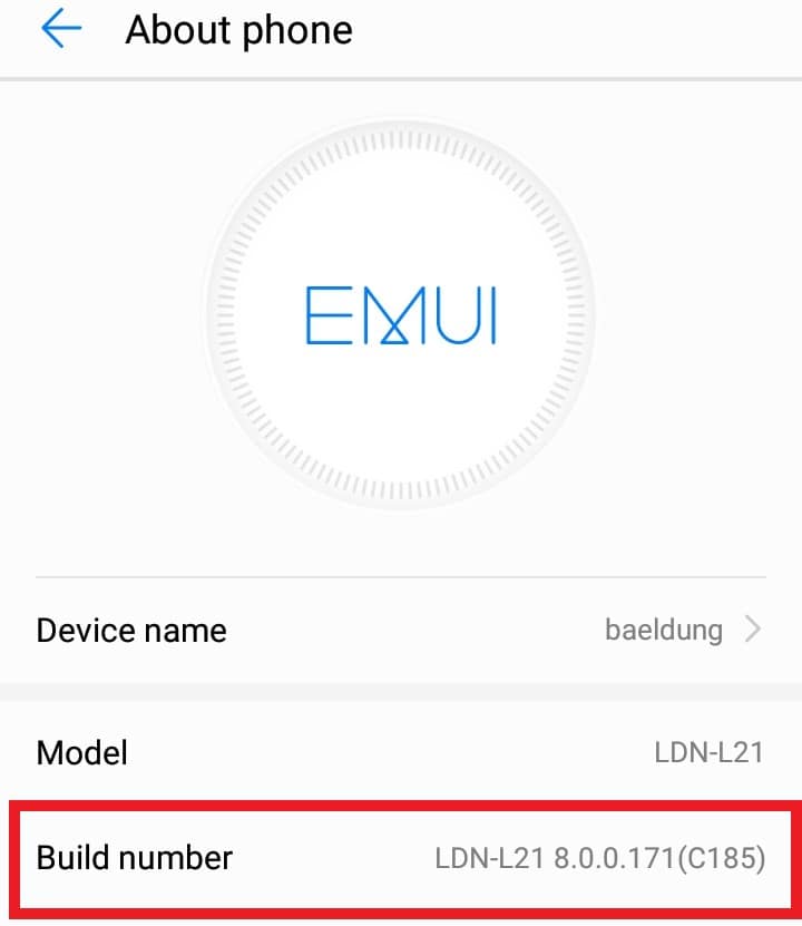 Tap on Build Number option