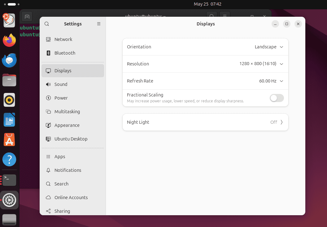 Viewing display in Landscape mode in Ubuntu