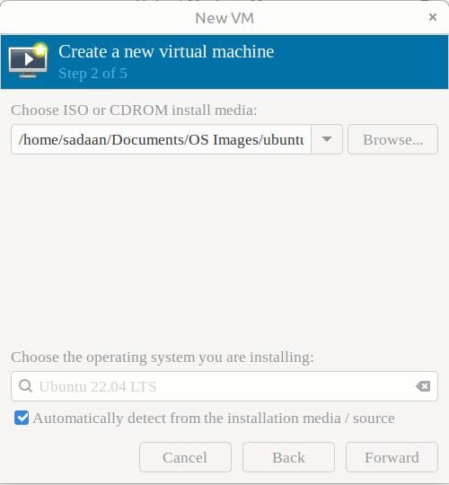 Selecting the ISO file