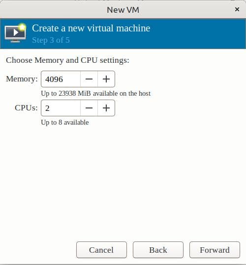 Setting RAM size and CPU