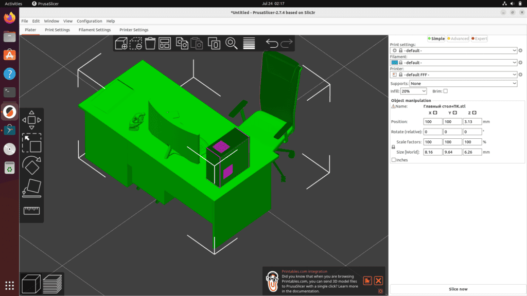 Slic3r running on a Linux machine