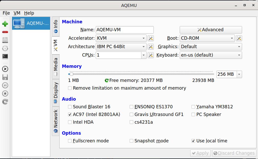 VM Advanced options