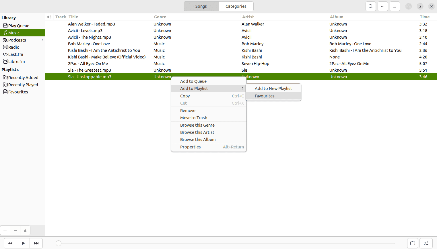 Adding an MP3 file to a playlist