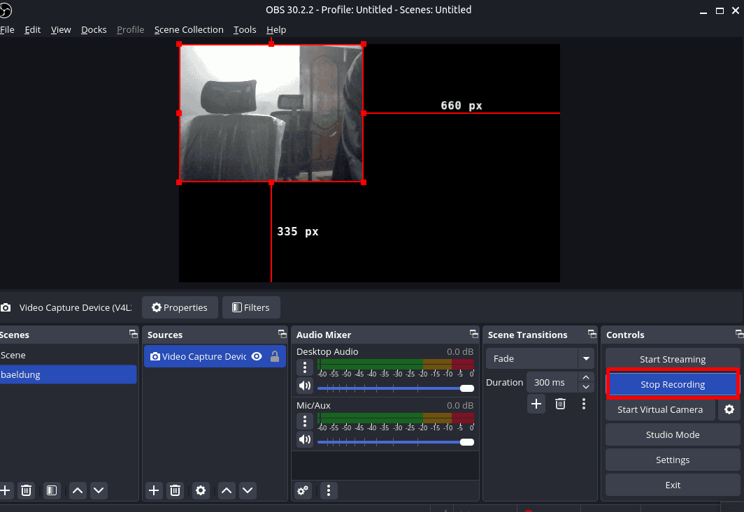 start and stop capturing video from webcam