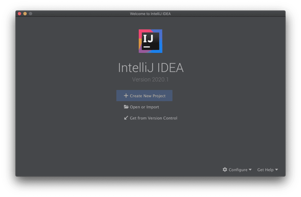 IntelliJ IDEA 2020.1 Launch Screen