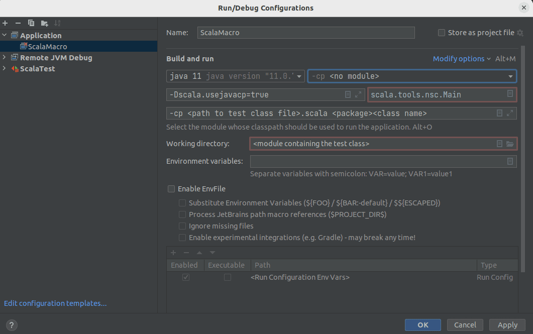 intellij debug macro configuration