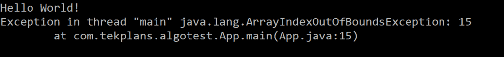 Printout of a runtime error