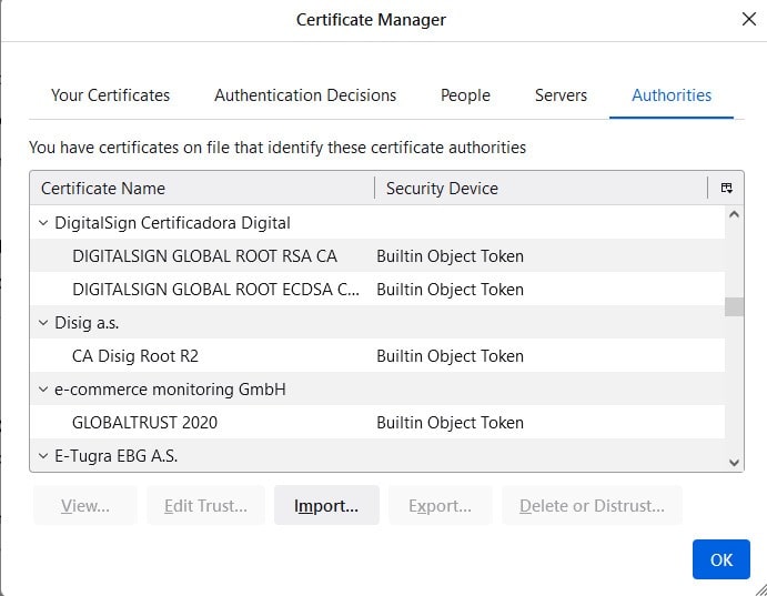 CAs certificates