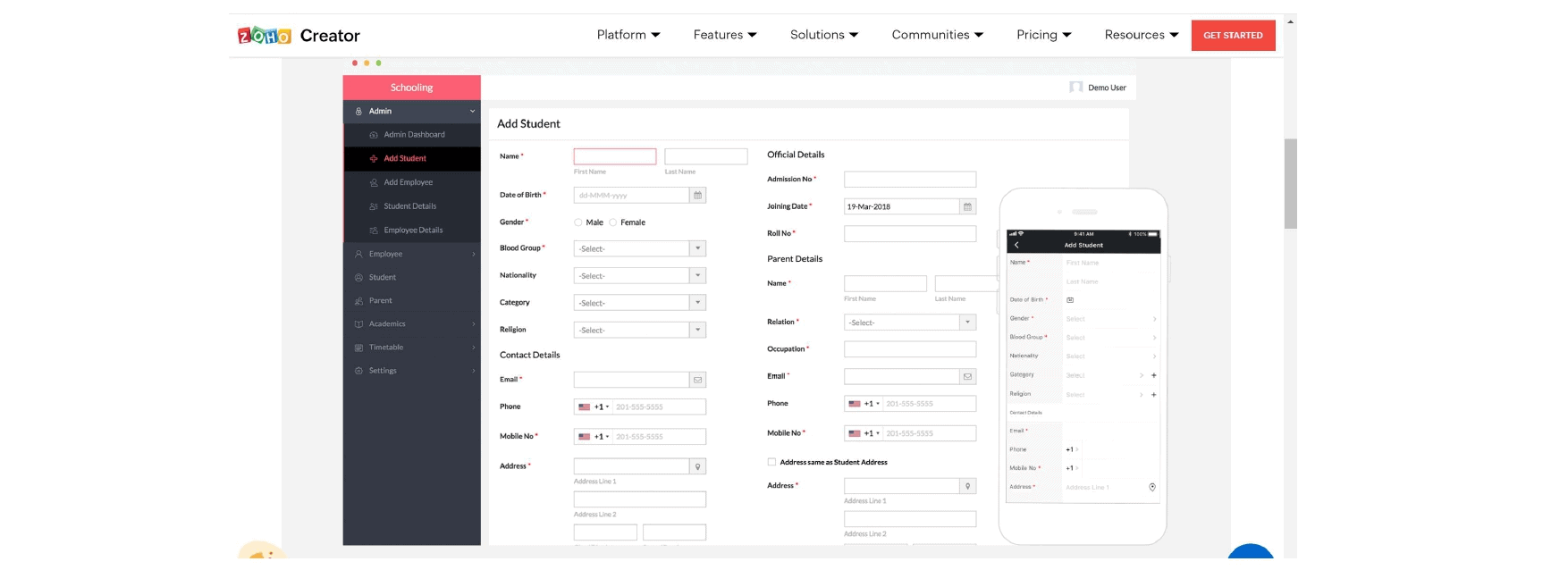 Zoho creator interface