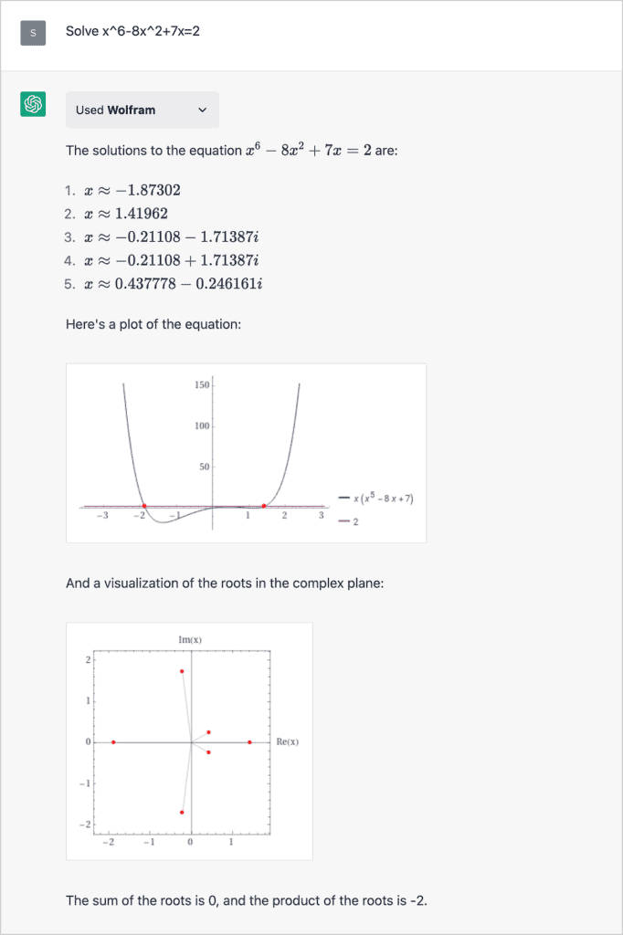 Wolfram Plugin Complex Equations