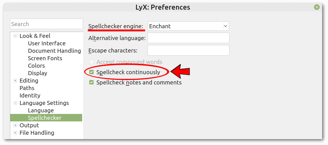 LyX Spellchecker