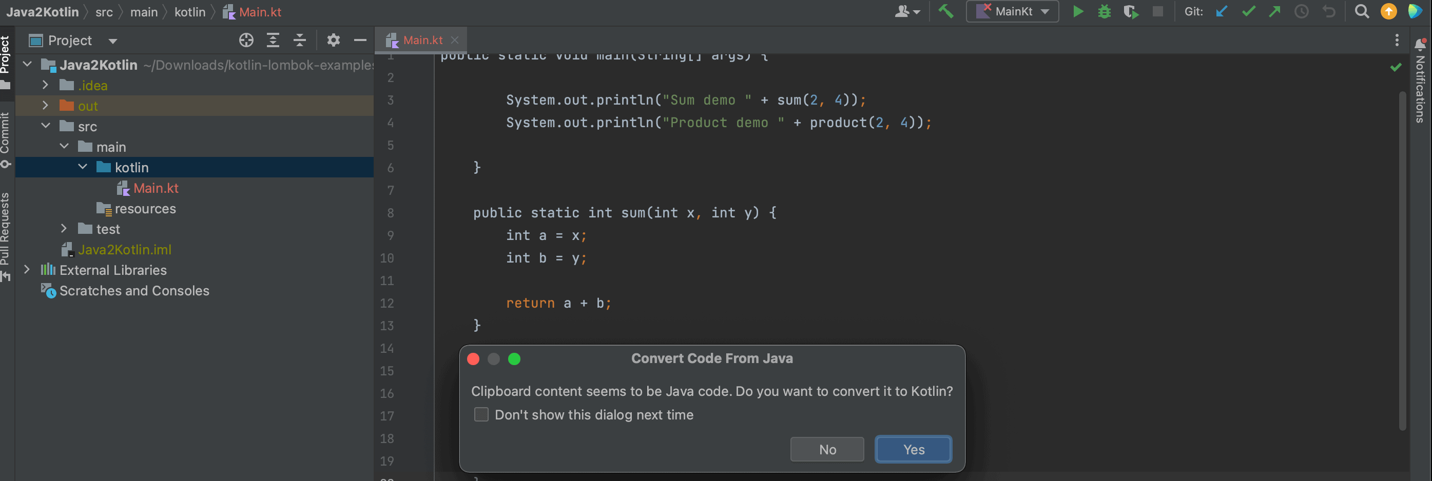 IntelliJ Dialog when copying Java code into a Kotlin project