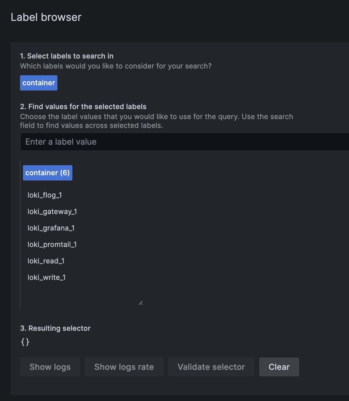 grafana dashboard loki label browser