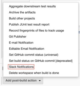 jenkins slack post build action dropdown