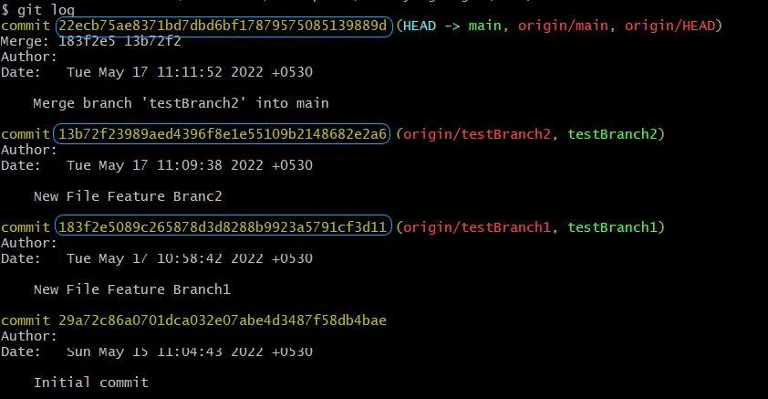 git Merge Feature Branch2 Merge Commit Log