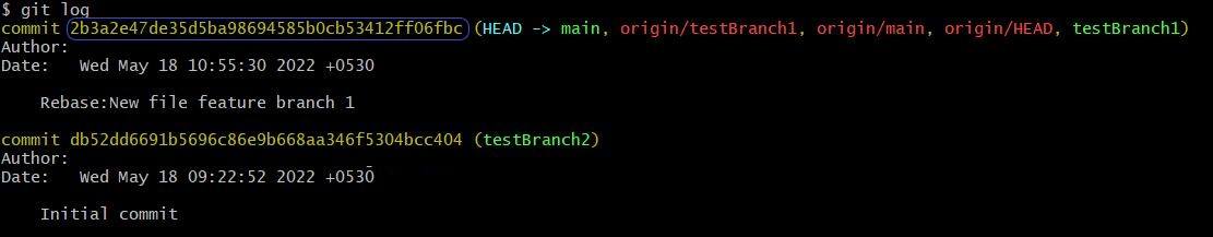 git Merge Feature Branch1 Rebase Merge Commit Log