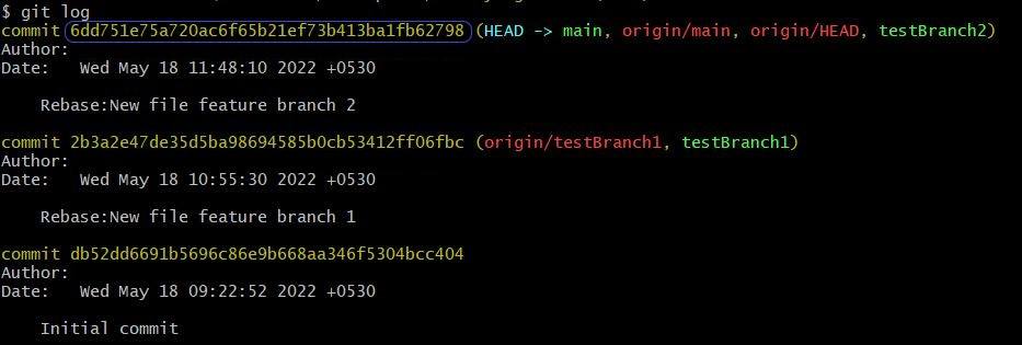 git Rebase Feature Branch 2 Rebase Merge Commit Log