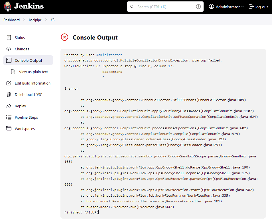 Jenkins Console Output