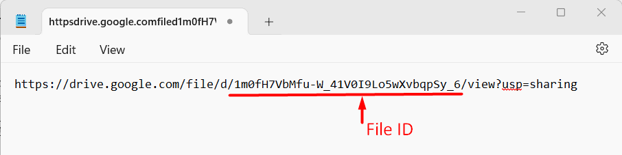 viewing file id in text editor