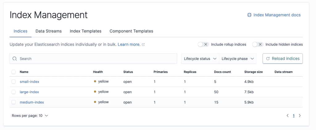 List Indices Using Kibana