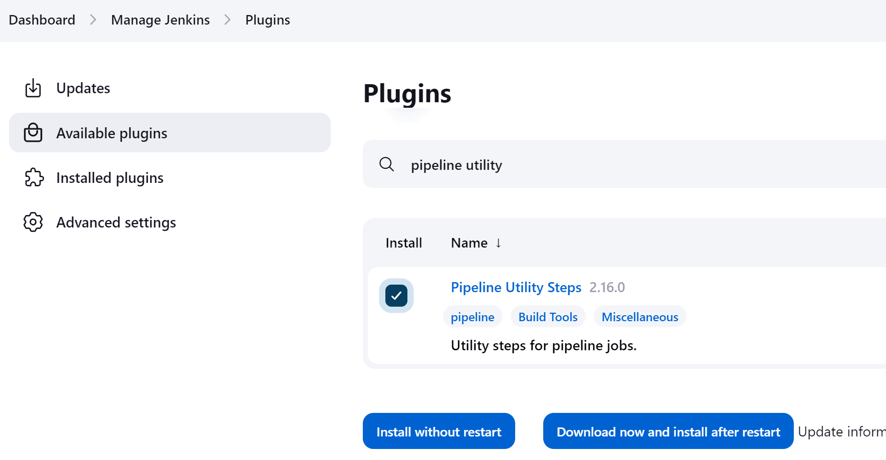 Install pipeline utility steps plugin