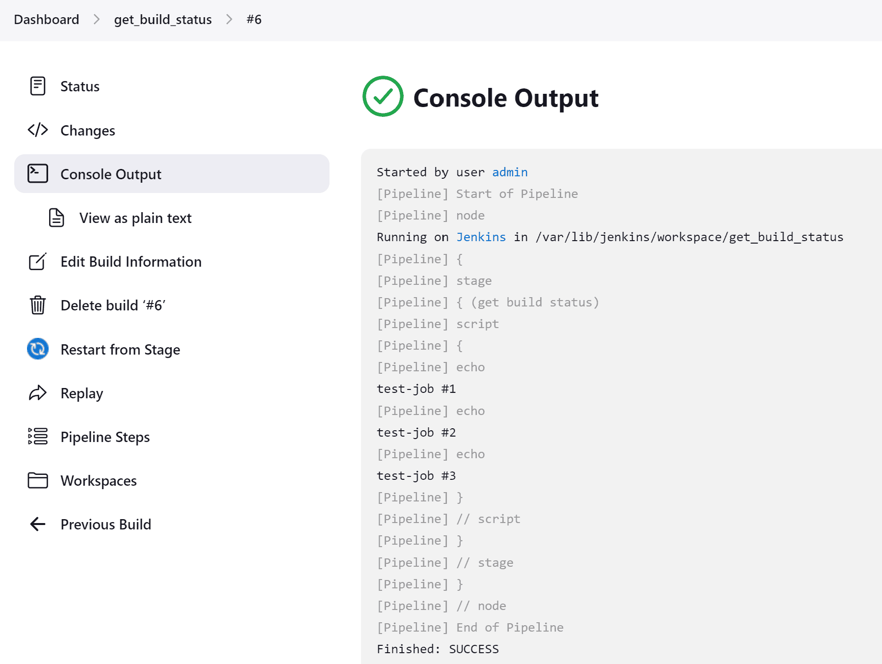 Get Build Status Using Pipeline