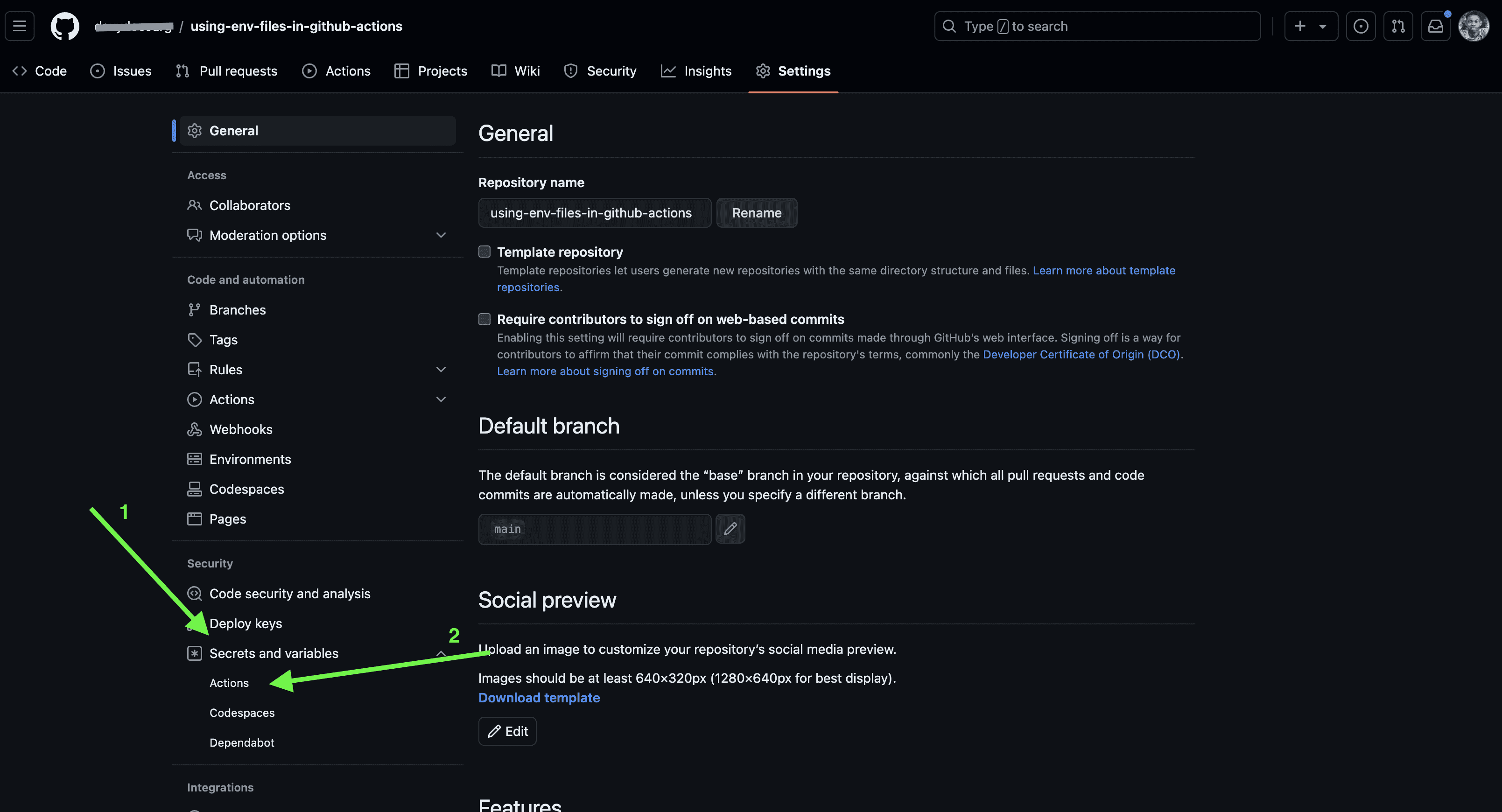 GitHub Secrets Directions