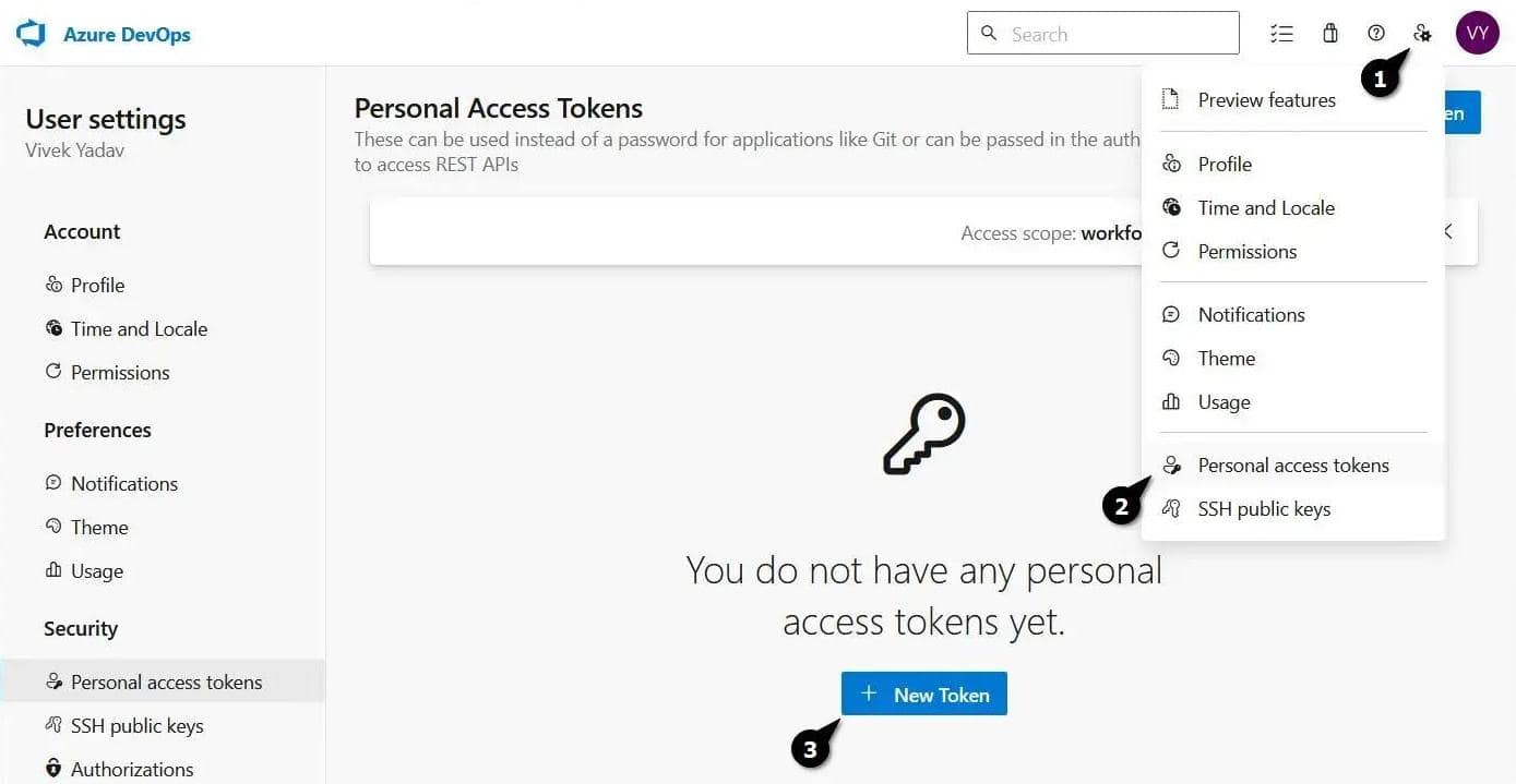 Navigating to token section